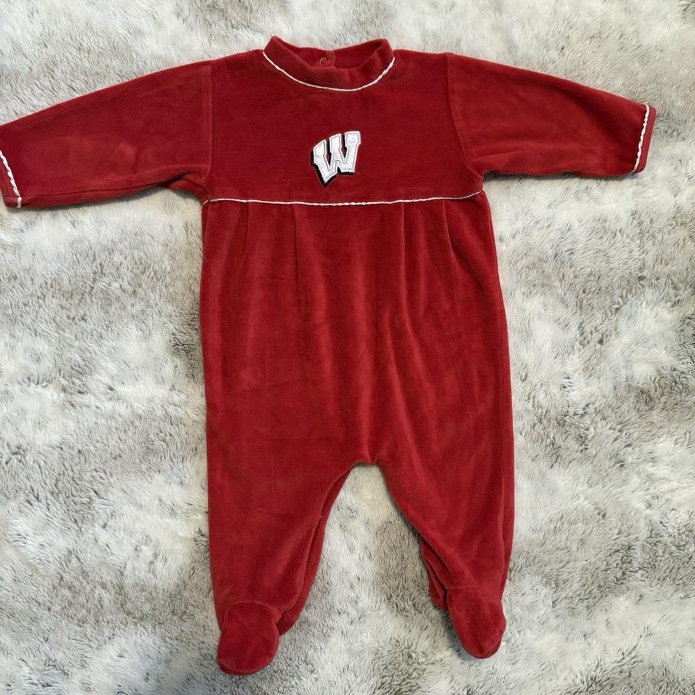 Vintage Wisconsin Badger Red Baby One Piece Size 3-6 Months